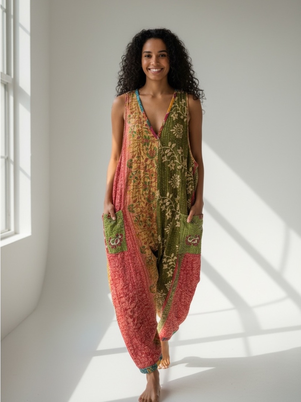 KANTHA V Neck JUMPER REVERSIBLE
WIDE LEG Handmade Boho One Size fits Most